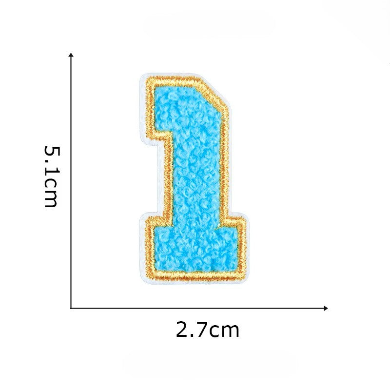 Iron On/Sew On - Gold Edge Chenille Number Patch