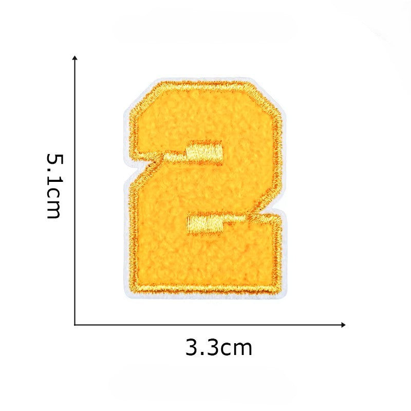 Iron On/Sew On - Gold Edge Chenille Number Patch