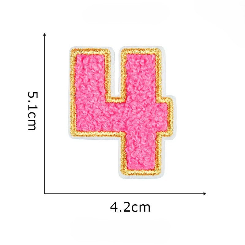 Iron On/Sew On - Gold Edge Chenille Number Patch