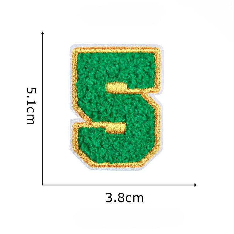 Iron On/Sew On - Gold Edge Chenille Number Patch