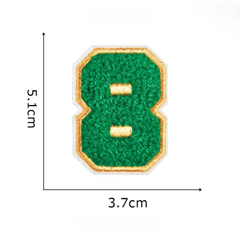 Iron On/Sew On - Gold Edge Chenille Number Patch