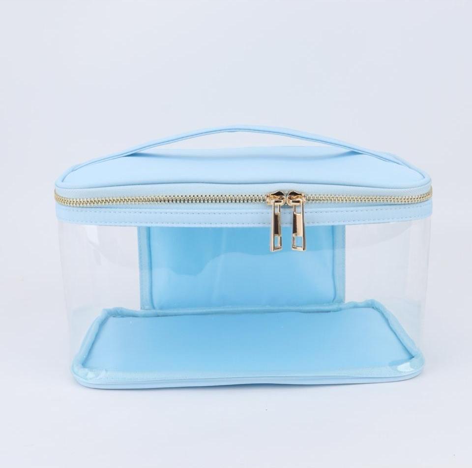 Personalizable Tall Multi-Purpose Clear Pouch – Stylish, Functional, and Customizable with Our Patches and Fun Details