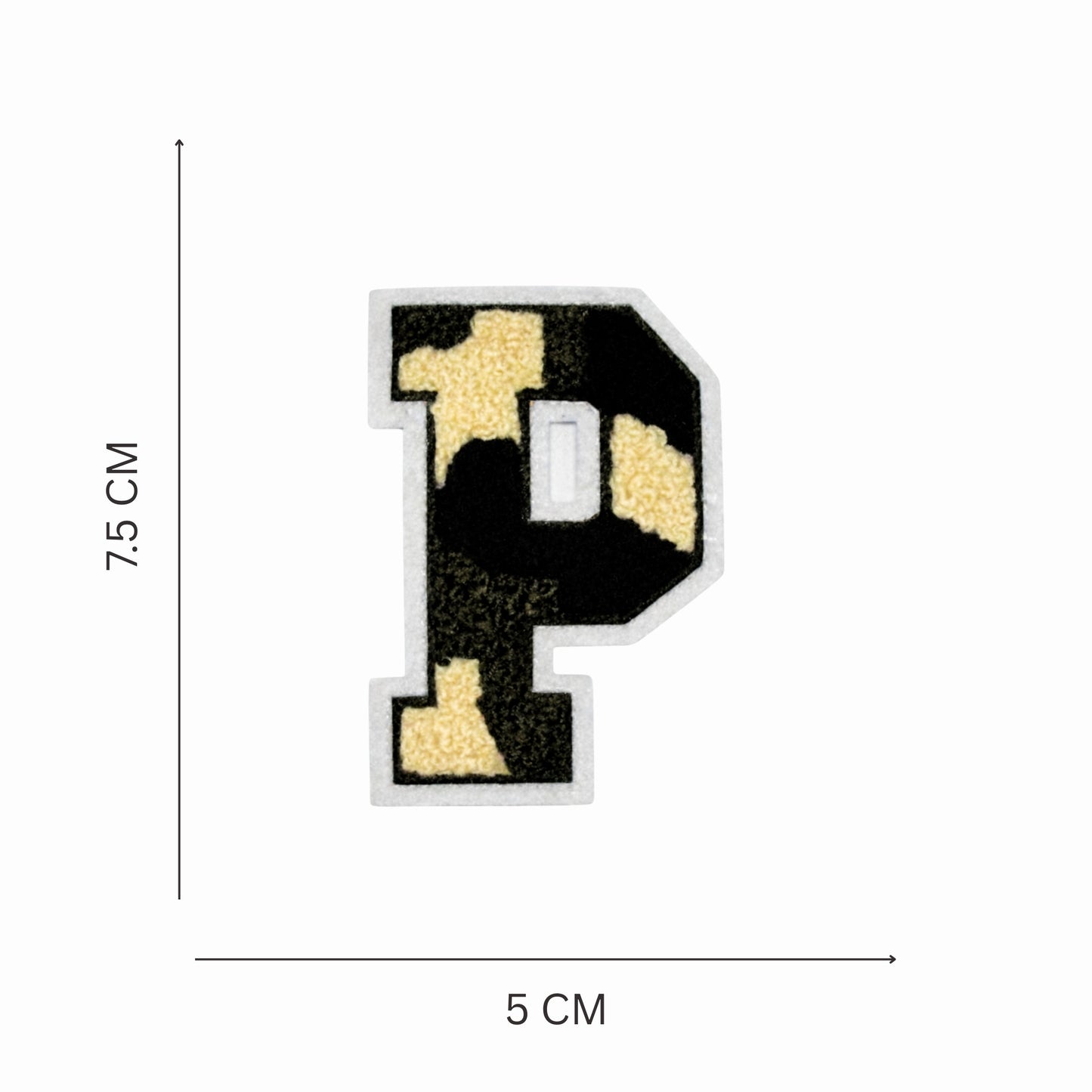 Camouflage Alphabet Iron-On Letter Patch, Green Black & Beige