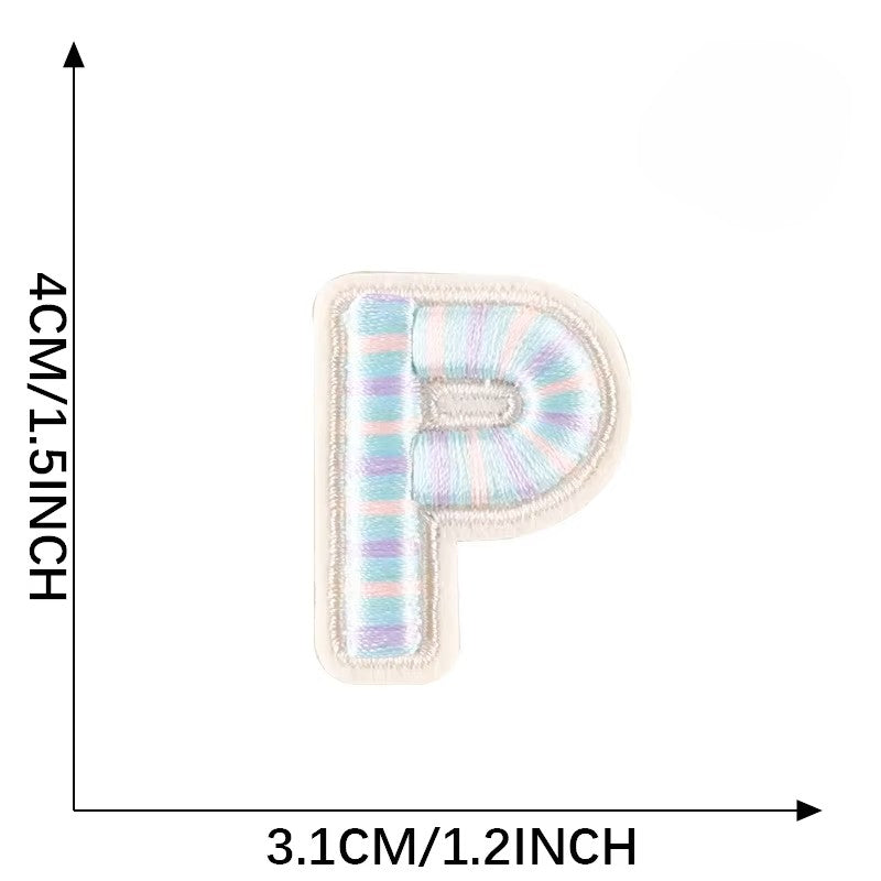 Iron-On Pastel Blue Letter Patch – 4cm 3D Embroidery