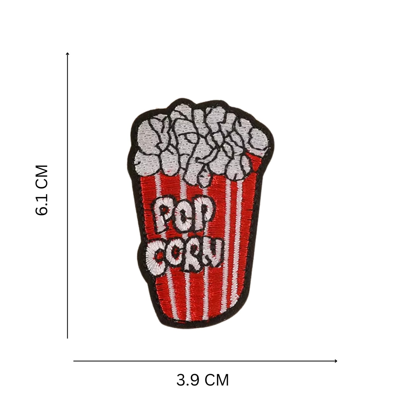 Snack-Themed Iron-On Patch  – Burger, Fries, Pizza & Popcorn Embroidered Patches for Clothes & Bags