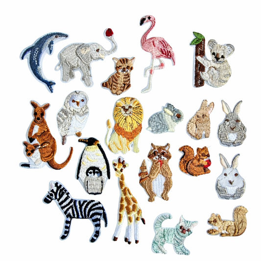 Mini Animal Embroidered Iron On Patch Set