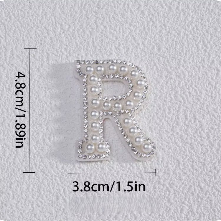 Self-Adhesive 4.5CM Pearl Rhinestone Alphabet Patch – A–Z Fabric Letter Stickers for DIY Bags, Clothes & Decoration