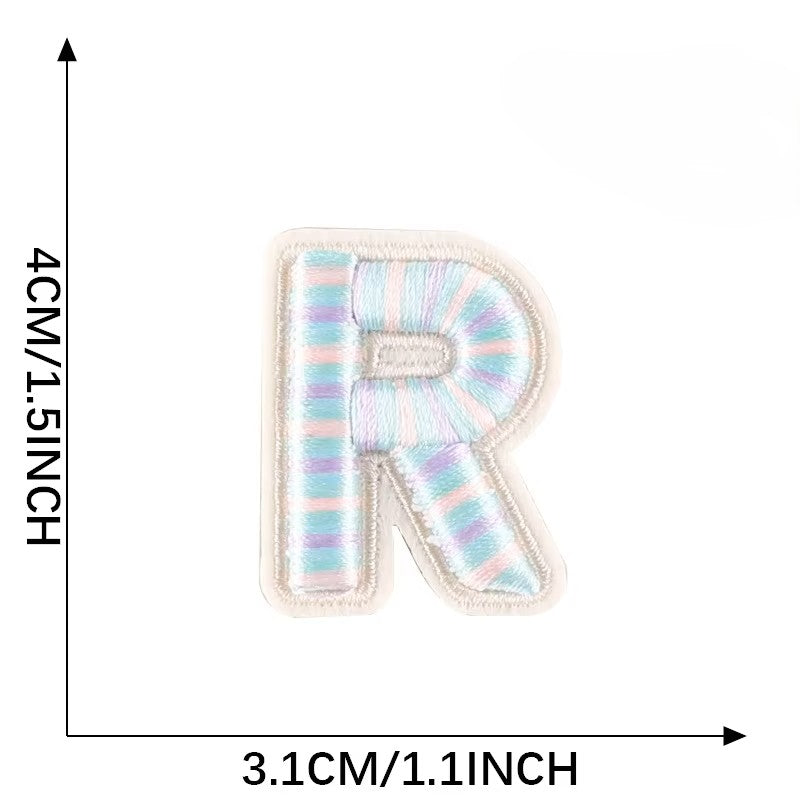 Iron-On Pastel Blue Letter Patch – 4cm 3D Embroidery