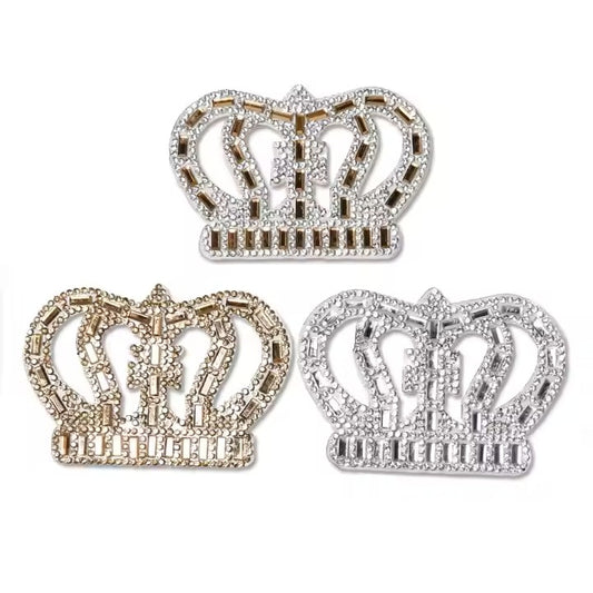 Iron on Patch - Crown Rhinestone, Crystal Crown, Royal Crown, Queen Crown, Princess Crown, DIY Birthday Crown