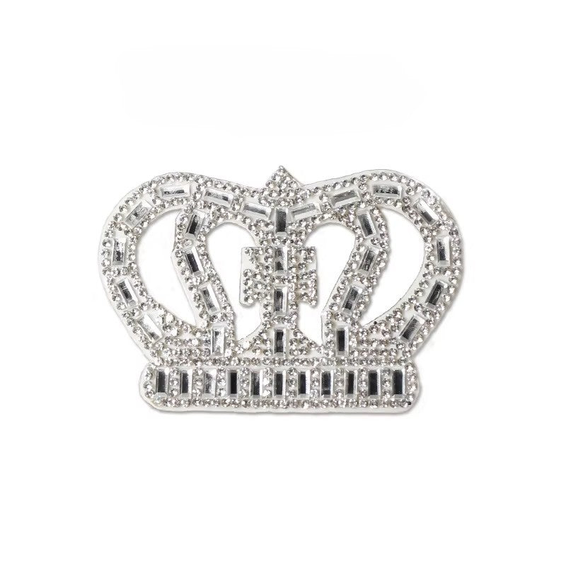 Iron on Patch - Crown Rhinestone, Crystal Crown, Royal Crown, Queen Crown, Princess Crown, DIY Birthday Crown