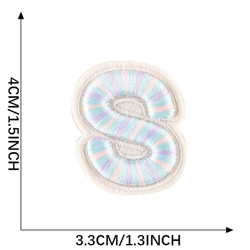 Iron-On Pastel Blue Letter Patch – 4cm 3D Embroidery
