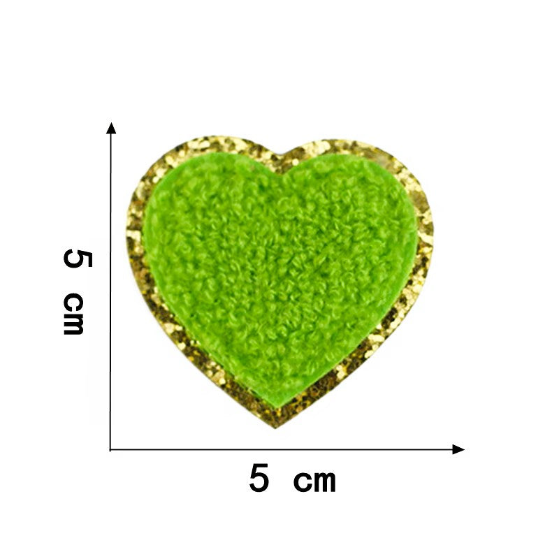 Iron-on/Sew-on Colorful Chenille Heart Patch – 5 cm x 5 cm Soft Towel Texture for Jackets, Bags, Hoodies & DIY Crafts