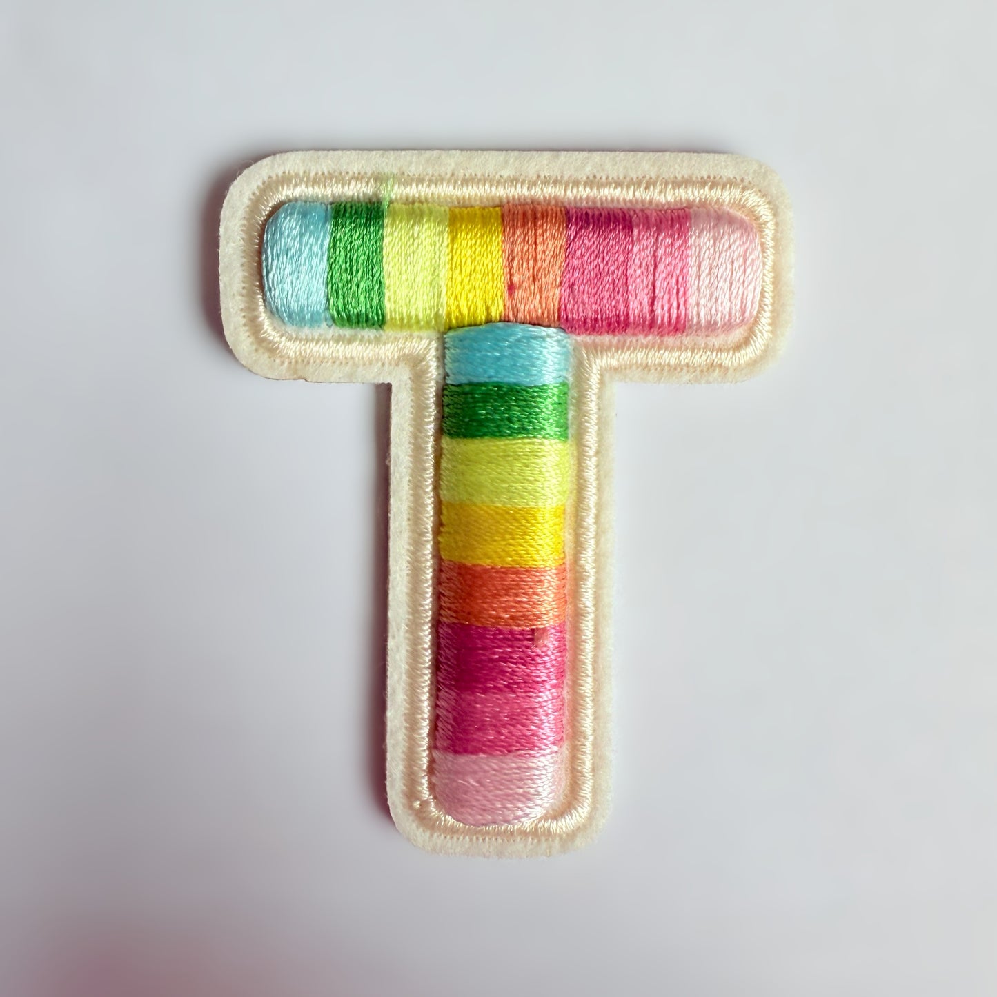Iron-On/Self-Adhesive Exquisite 3D Stereo Embroidery Colorful Letter Patches, Full Set A-Z, Size 5.5 cm (2.17 inches) approximately