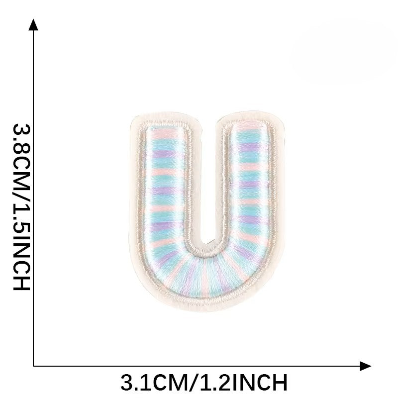 Iron-On Pastel Blue Letter Patch – 4cm 3D Embroidery