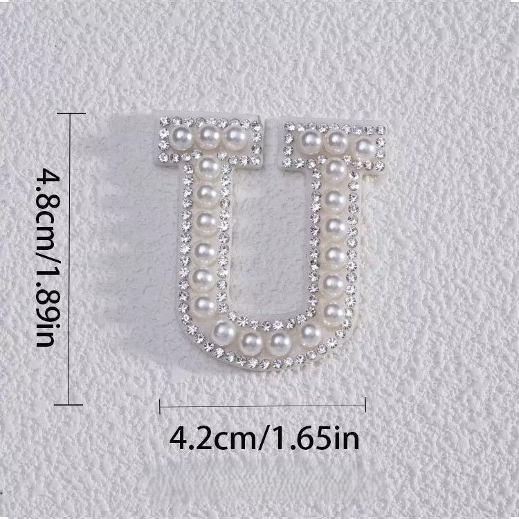 Self-Adhesive 4.5CM Pearl Rhinestone Alphabet Patch – A–Z Fabric Letter Stickers for DIY Bags, Clothes & Decoration
