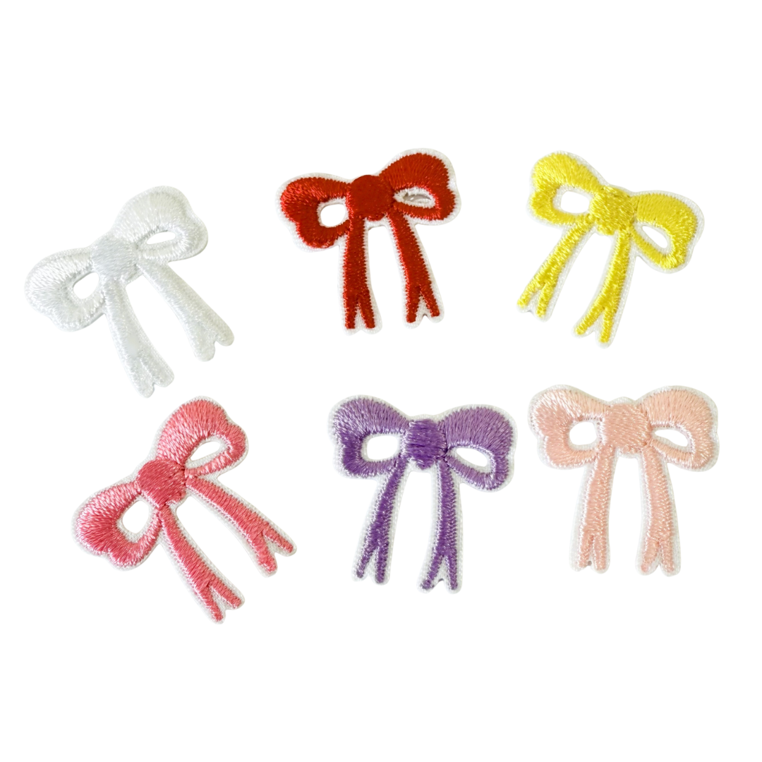 Mini Embroidered Iron-On Bow Patches – Set of 6 (2 x 2.1 cm)