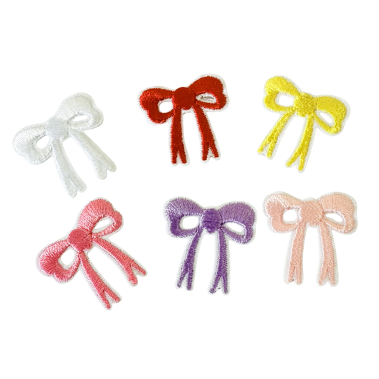 Mini Embroidered Iron-On Bow Patches – Set of 6 (2 x 2.1 cm)