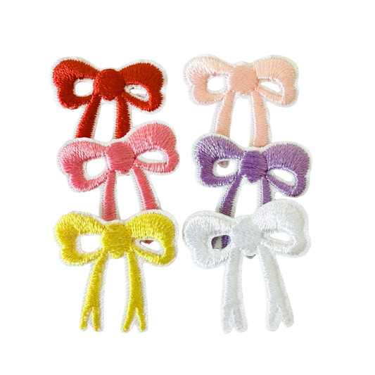 Mini Embroidered Iron-On Bow Patches – Set of 6 (2 x 2.1 cm)
