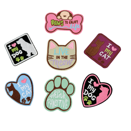 Pet Quote Iron-On Patch Set – Embroidered Cat & Dog Lover Patches for Clothes, Bags & DIY Projects