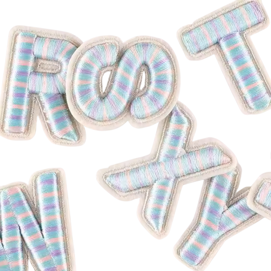 Iron-On Pastel Blue Letter Patch – 4cm 3D Embroidery