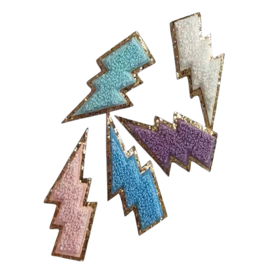 Self-Adhesive Bold & Energetic Chenille Lightning Bolt Patch