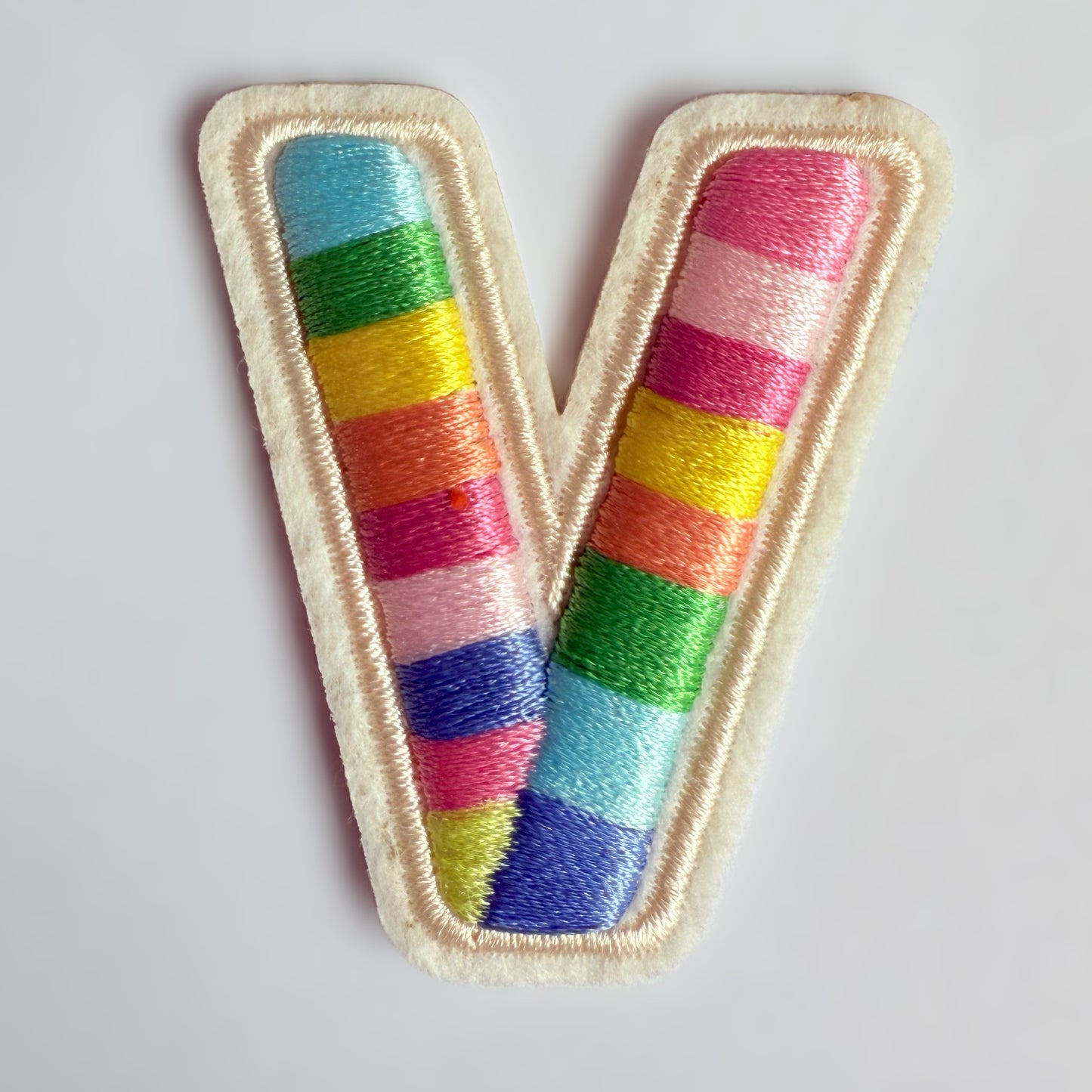 Iron-On/Self-Adhesive Exquisite 3D Stereo Embroidery Colorful Letter Patches, Full Set A-Z, Size 5.5 cm (2.17 inches) approximately