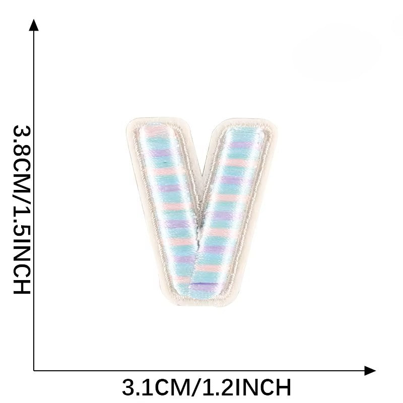 Iron-On Pastel Blue Letter Patch – 4cm 3D Embroidery
