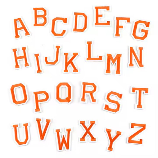 Iron On/ Sew On Varsity Letter Patches, Size 5 cm Height - Neon Green. Orange, Red