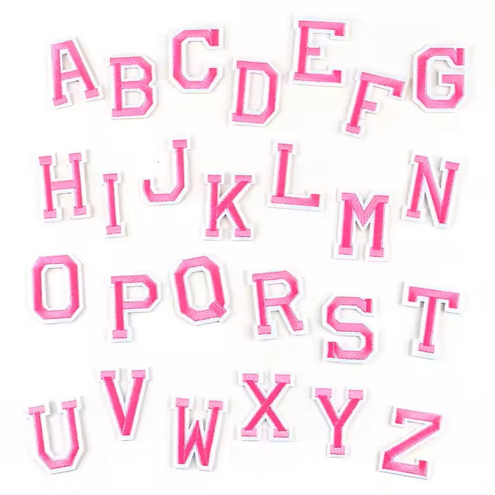 Iron On/ Sew On Varsity Letter Patches, Size 5 cm Height - Blue, Green, Pink