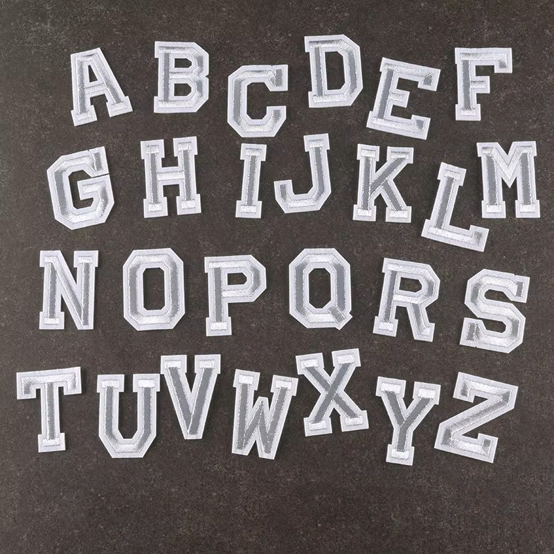Iron On/ Sew On Varsity Letter Patches, Size 5 cm Height - Black, White, Yellow
