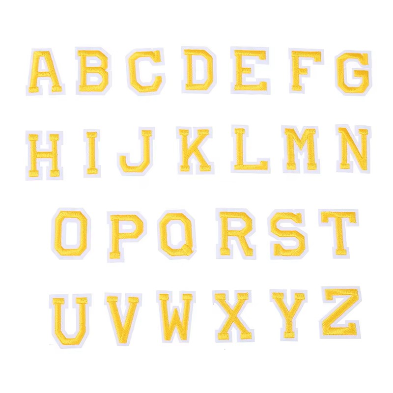 Iron On/ Sew On Varsity Letter Patches, Size 5 cm Height - Black, White, Yellow