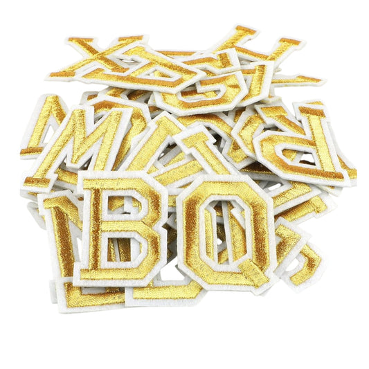 Iron On/ Sew On Varsity Letter Patches, Size 5 cm Height - Gold