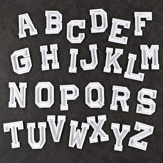 Iron On/ Sew On Varsity Letter Patches - Black & White