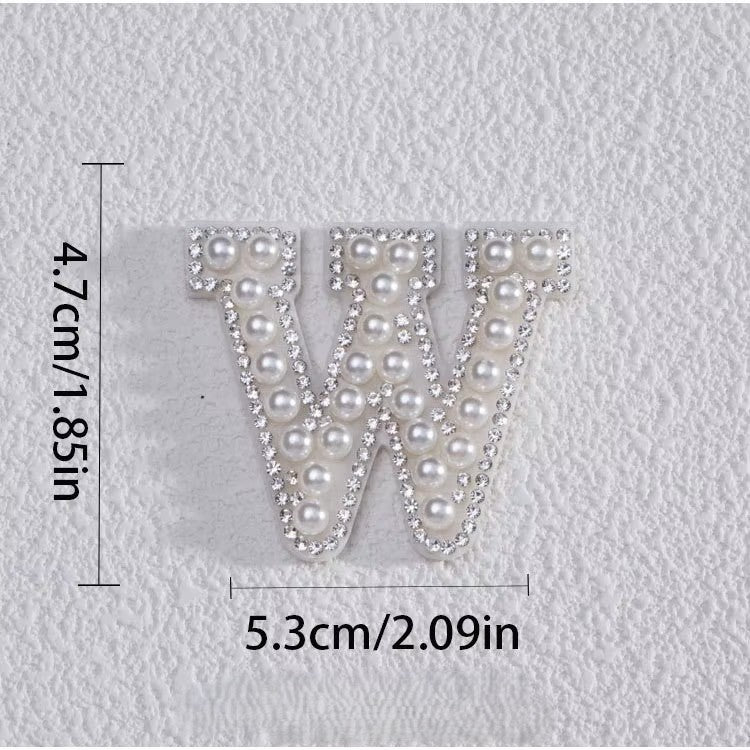 Self-Adhesive 4.5CM Pearl Rhinestone Alphabet Patch – A–Z Fabric Letter Stickers for DIY Bags, Clothes & Decoration