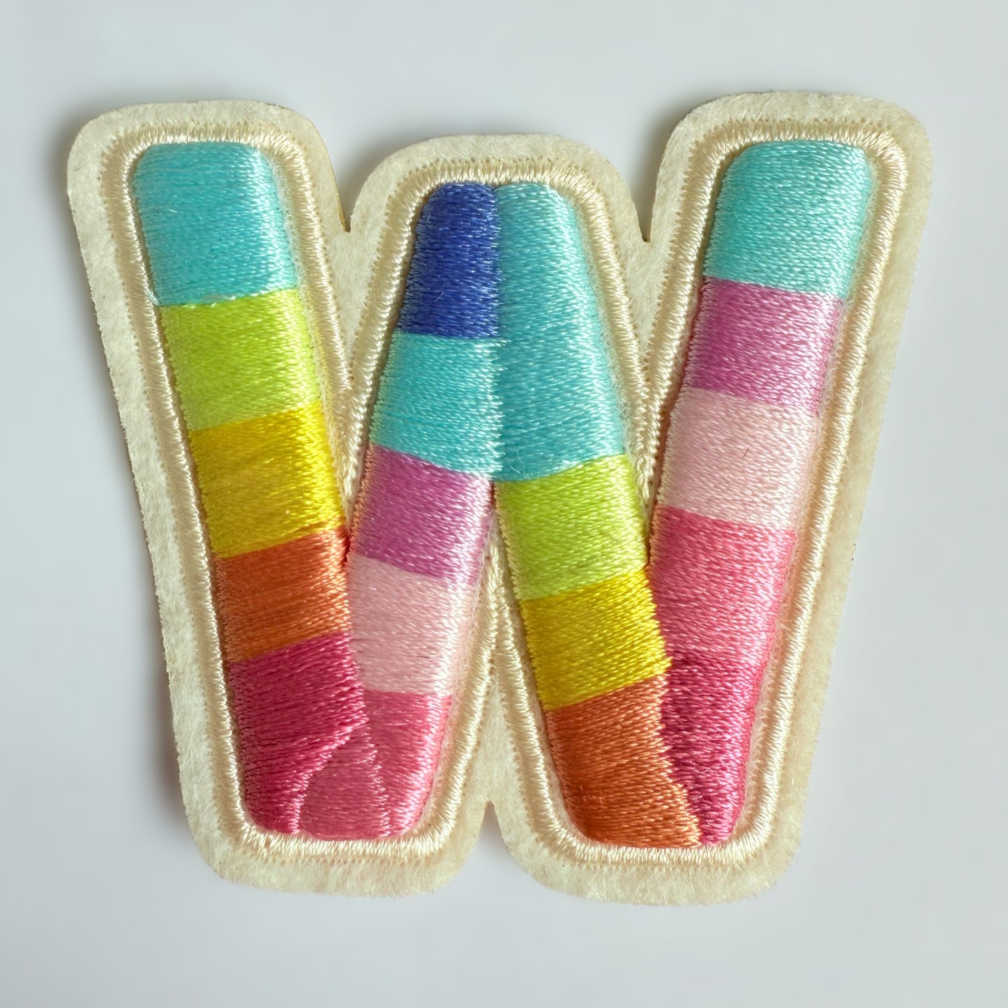 Iron-On/Self-Adhesive Exquisite 3D Stereo Embroidery Colorful Letter Patches, Full Set A-Z, Size 5.5 cm (2.17 inches) approximately