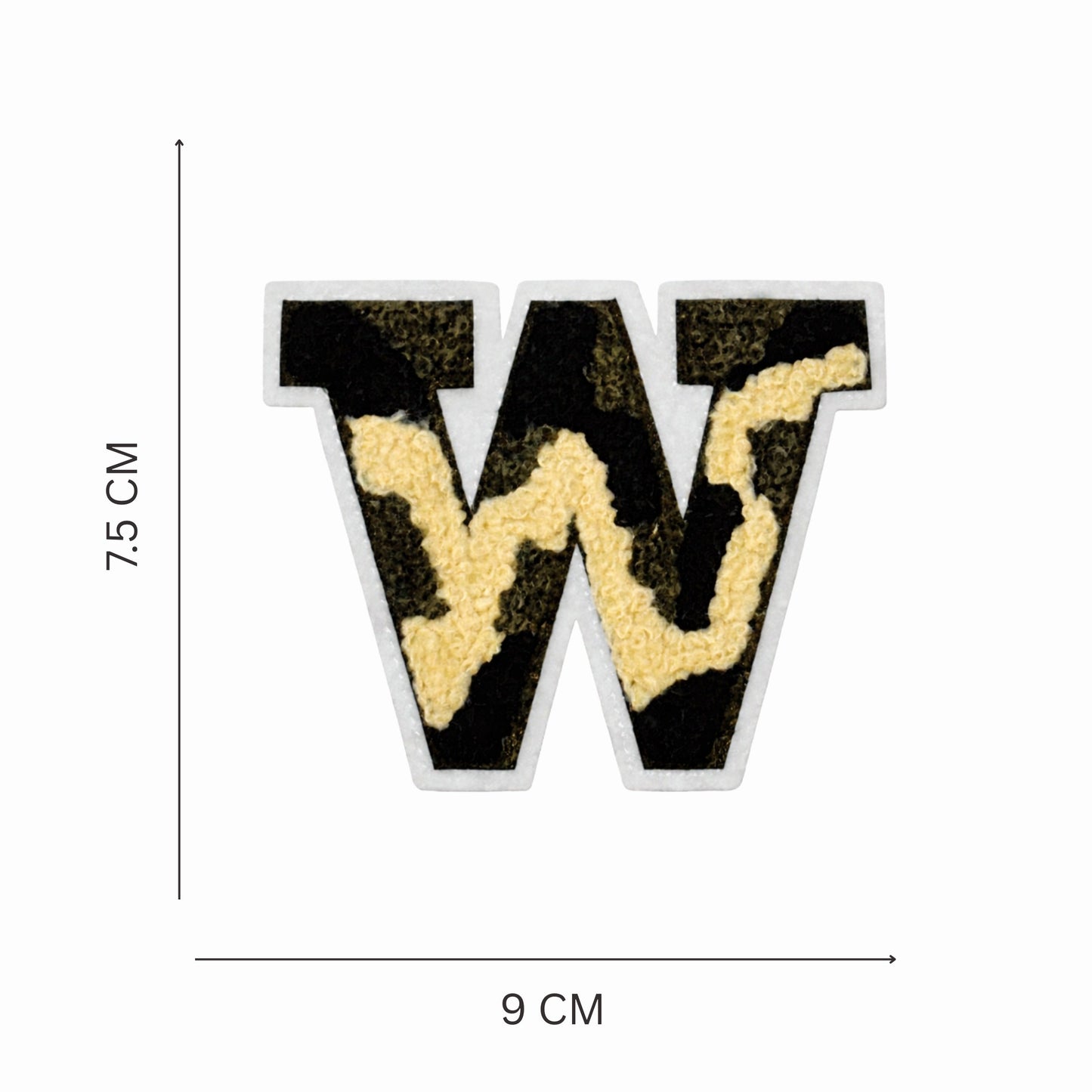 Camouflage Alphabet Iron-On Letter Patch, Green Black & Beige