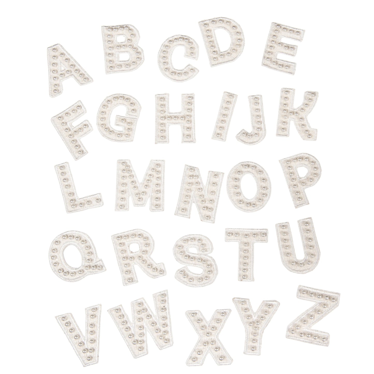 Premium Pearl Letter Stick-On Patches – Pastel Pink, Blue & Off-White A–Z for Handbags, Caps & Non-Washable Surfaces