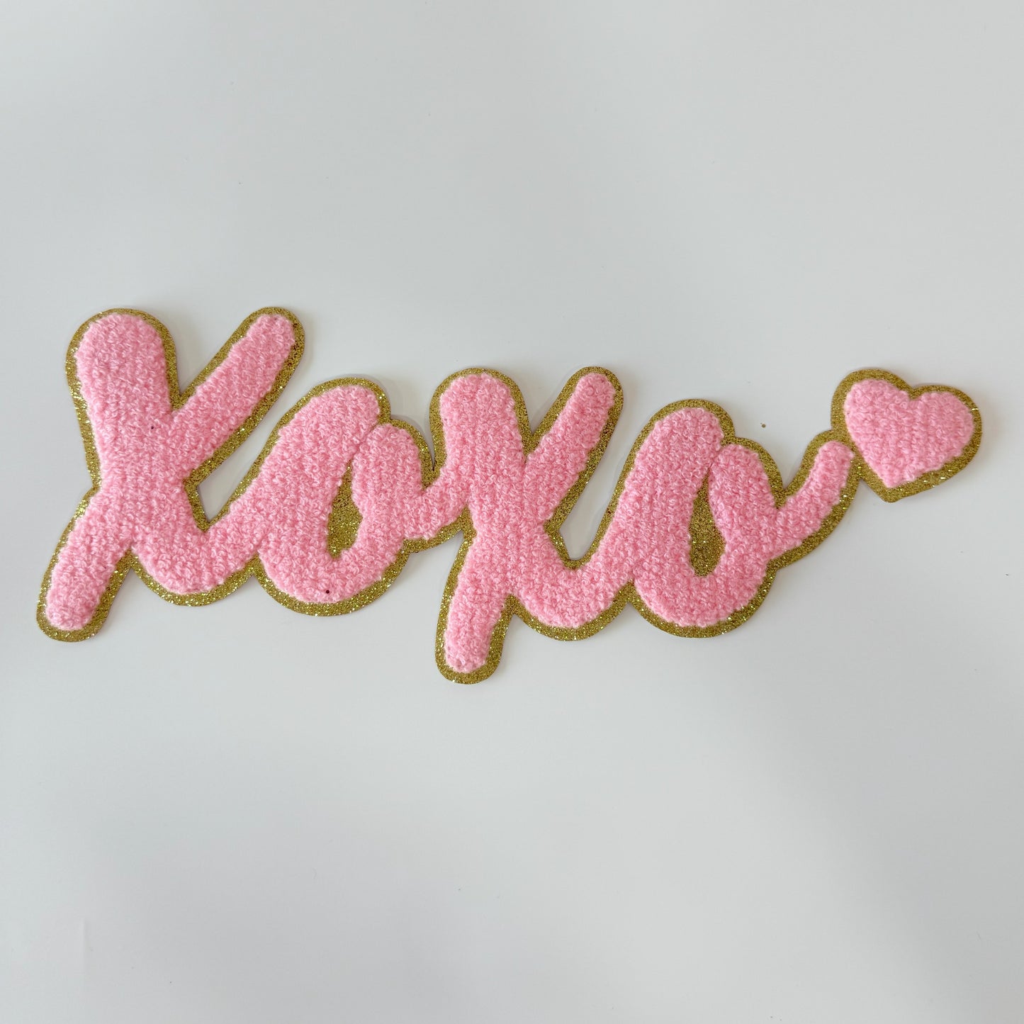 Iron-On/ Sew On Patch Big Size Glitter Edge Chenille Embroidered XOXO Patch