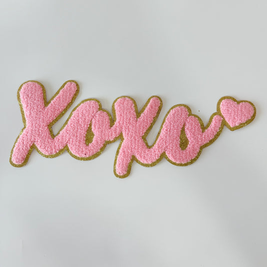 Iron-On/ Sew On Patch Big Size Glitter Edge Chenille Embroidered XOXO Patch