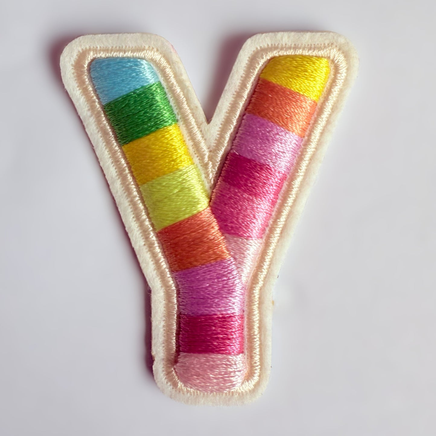 Iron-On/Self-Adhesive Exquisite 3D Stereo Embroidery Colorful Letter Patches, Full Set A-Z, Size 5.5 cm (2.17 inches) approximately