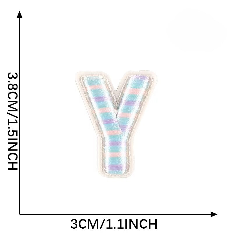 Iron-On Pastel Blue Letter Patch – 4cm 3D Embroidery