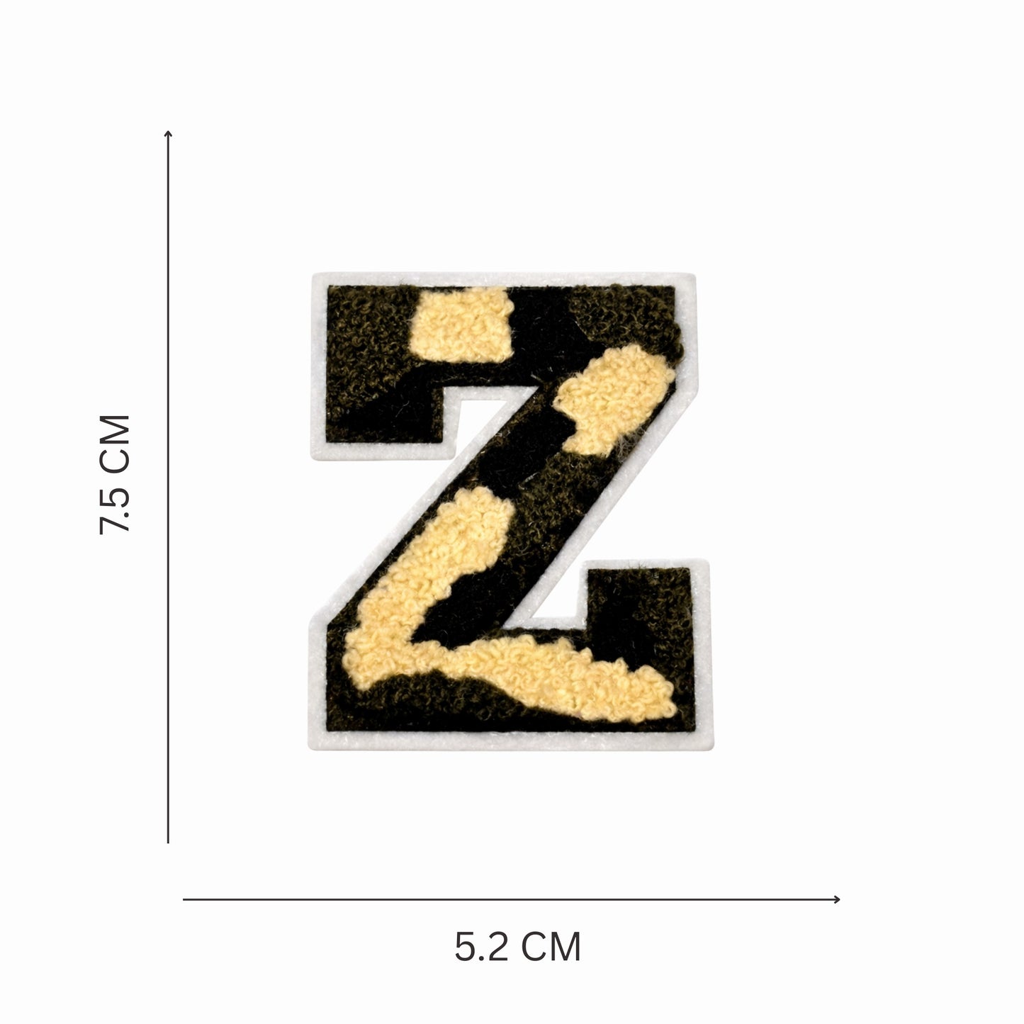 Camouflage Alphabet Iron-On Letter Patch, Green Black & Beige