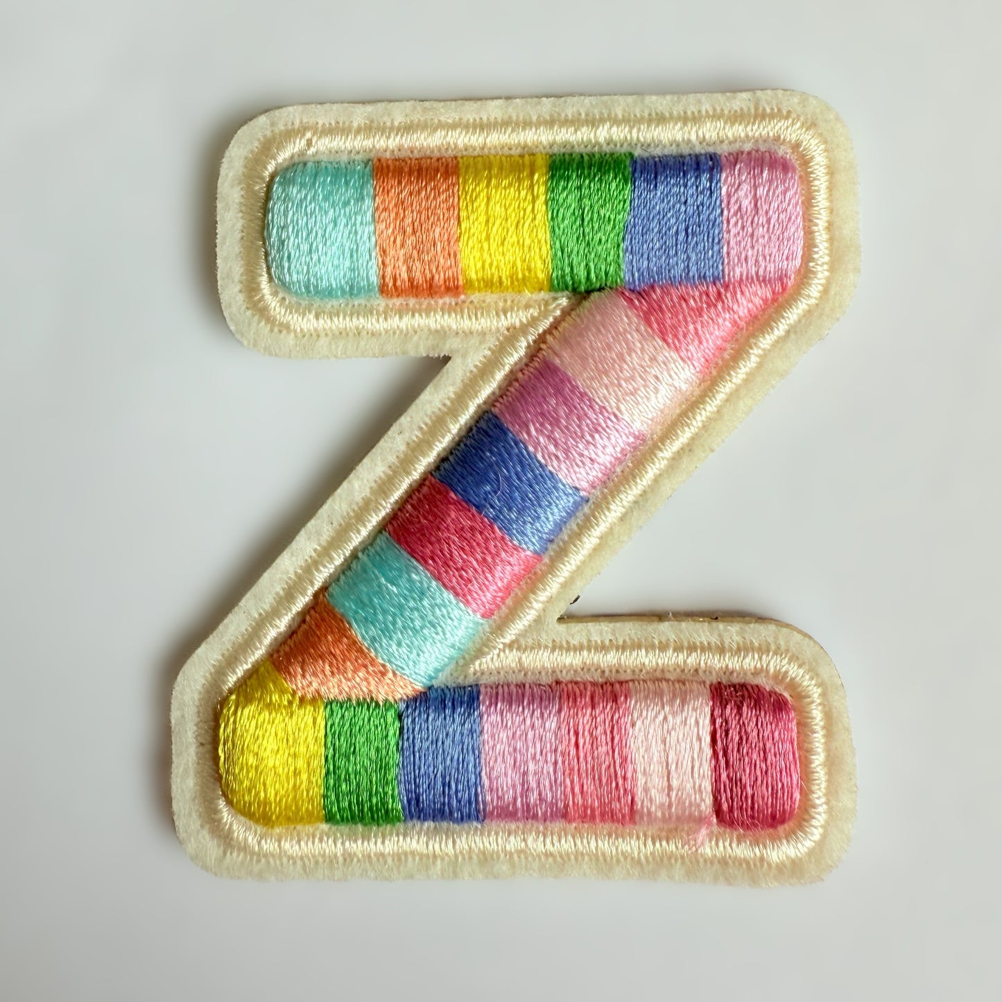 Iron-On/Self-Adhesive Exquisite 3D Stereo Embroidery Colorful Letter Patches, Full Set A-Z, Size 5.5 cm (2.17 inches) approximately